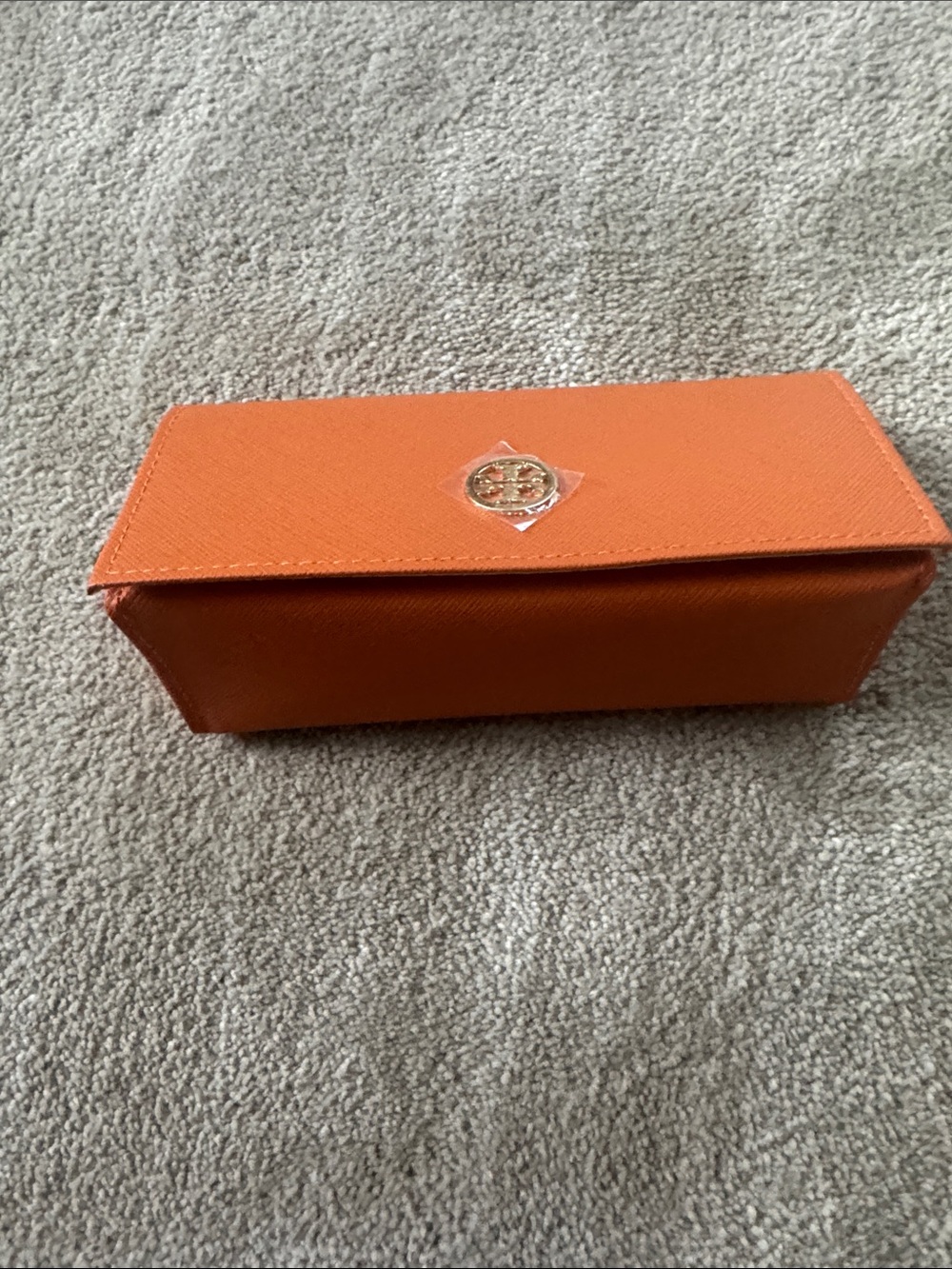 Tory Burch Orange Fold-Top Sunglasses Case with Logo